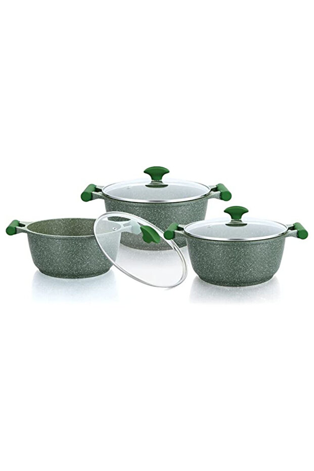 Essentials Granite 6 Piece NonStick Cookware - Green