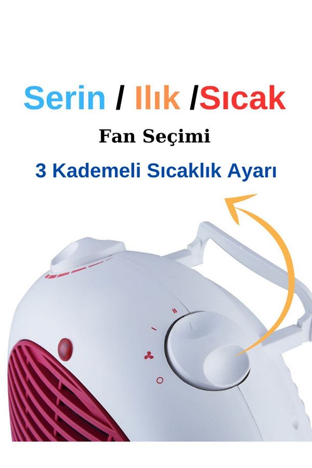 Sunday Dönebilen Termostatlı Soba Isı Ayarlı Devrilme Emniyetli Fanlı Isıtıcı - 5