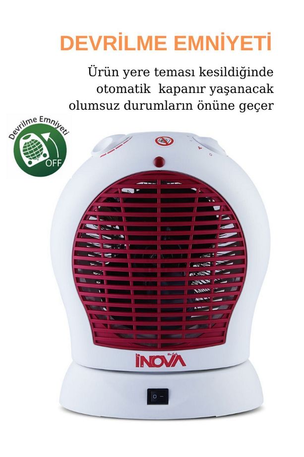 Sunday Dönebilen Termostatlı Soba Isı Ayarlı Devrilme Emniyetli Fanlı Isıtıcı - 6