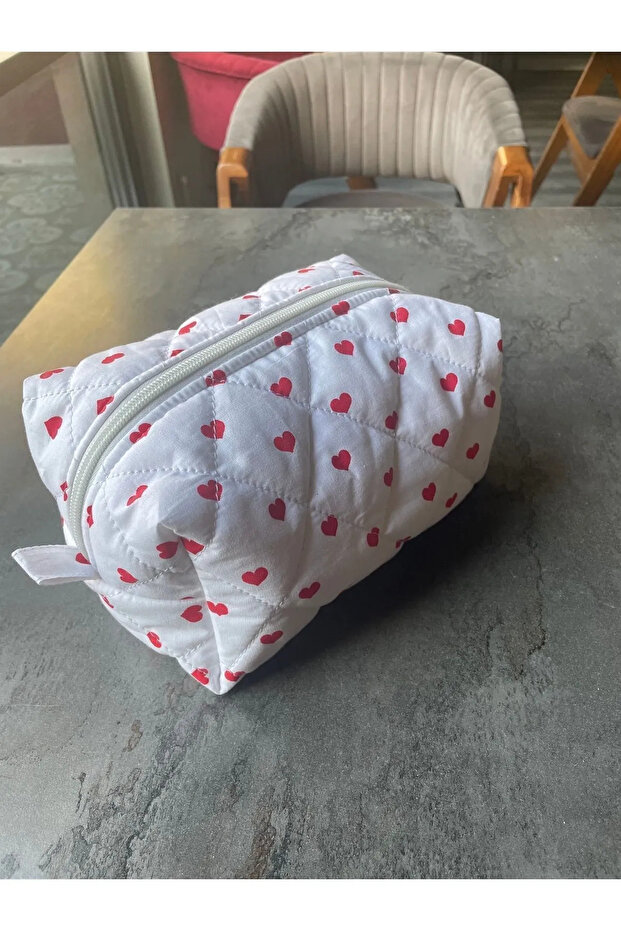 Heart Patterned Makeup Bag - Large Size Useful - 4