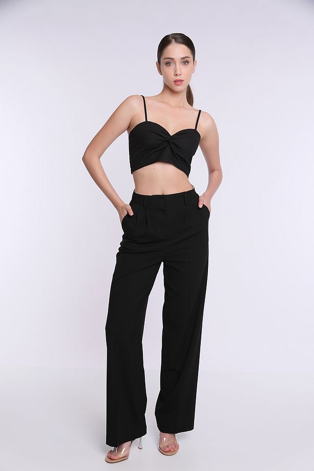 Çift Pileli  Viscose Kumaş Pantalon - 1