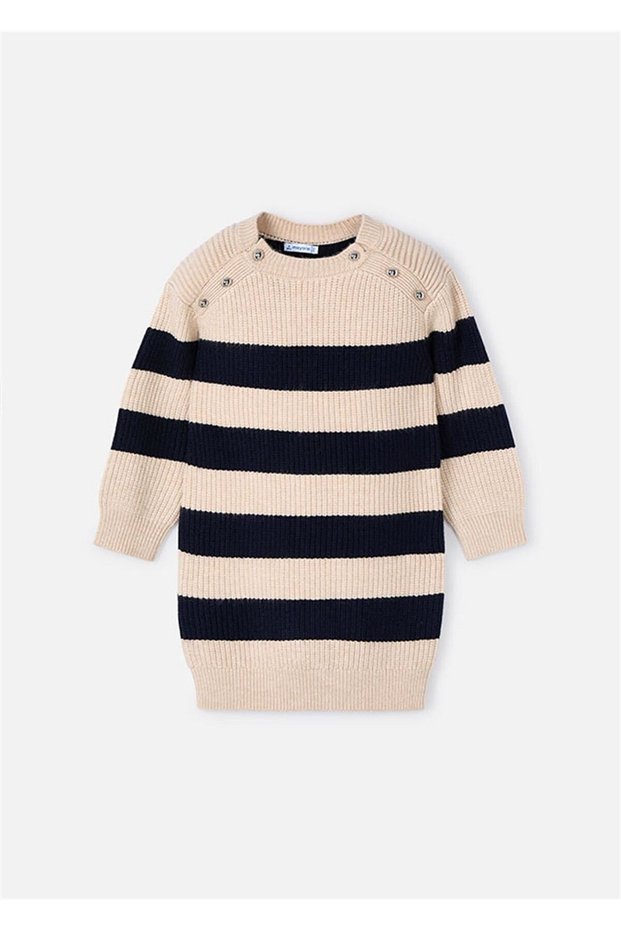 Girl's Striped Knitwear Dress Navy Blue 4924