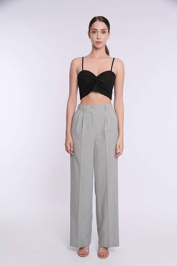 Çift Pileli  Viscose Kumaş Pantalon - 1