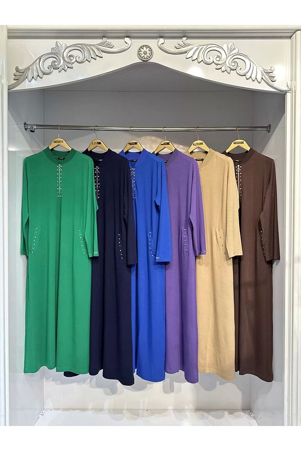 İNVEE 6937 İki İplik Camel Elbise - 4