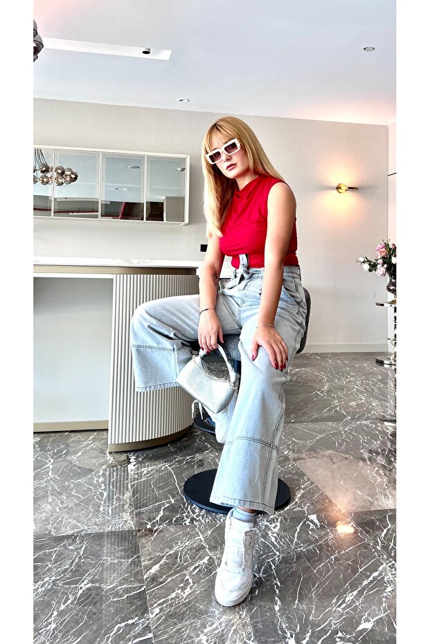 Bebeplus Drapeli Kırmızı Bluz - 1