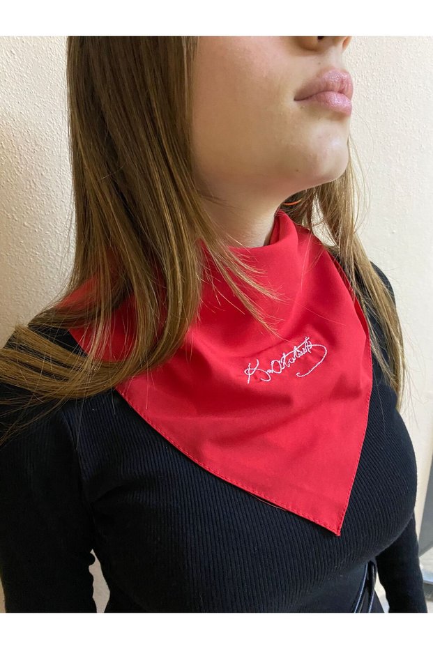 Embroidered K. Atatürk Written Scarf and Moon Star Bracelet - Bandana - April 23, October 29, May 19