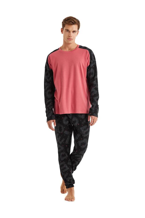 Men's Long Sleeve Red Pajamas Set C9T9N5O04