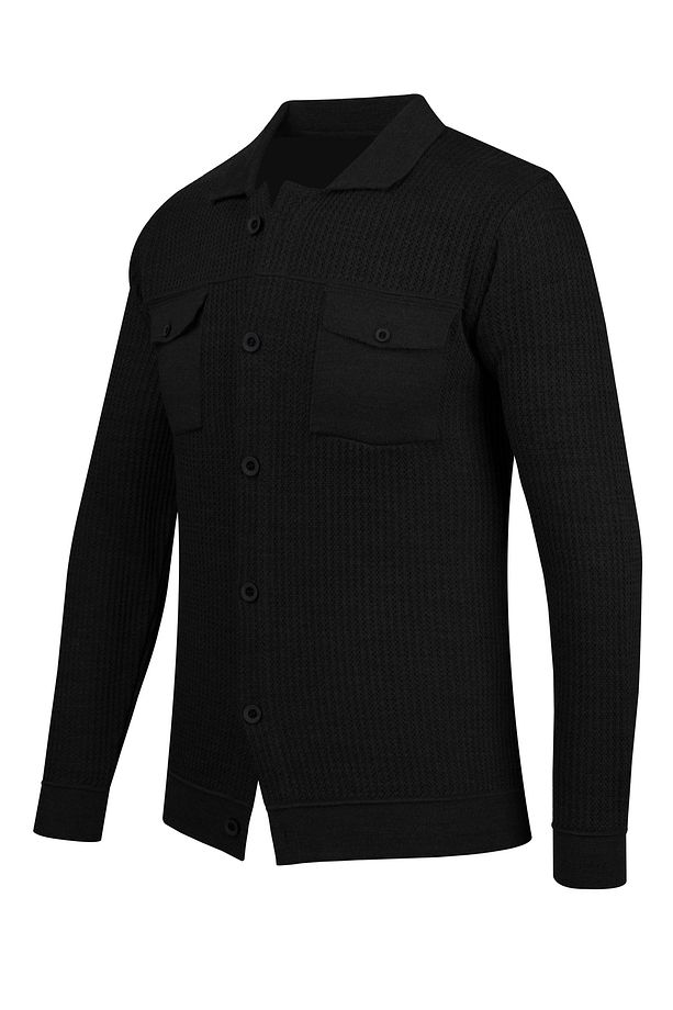 Çizgi Triko Erkek Düğmeli Çift Cepli Triko Örme Desenli Blazer Tek Ceket Regular Kalıp -5017G - 4