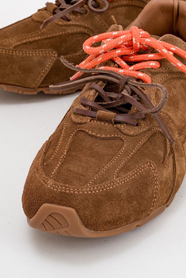 Serena Tan Suede Genuine Leather Damskie buty sportowe - 3