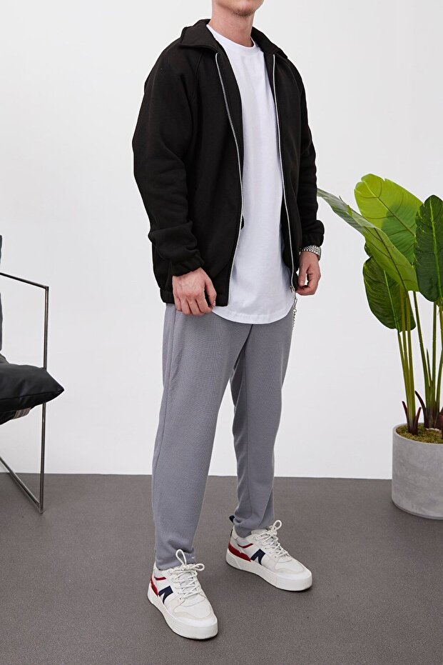 Fermuarlı Basic Siyah Ceket - 3