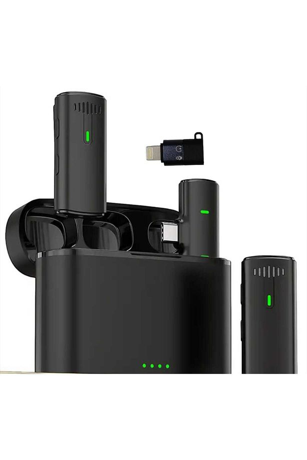 K10 Iphone Ve Type-c Uyumlu Kablosuz Yaka Mikrofonu Göstergeli Led Şarj Kutulu Gürültü Azaltma - 3
