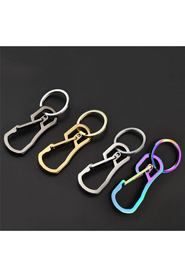 Titanium Heavy Duty Carabiner Keychain For Camping Hiking Traveling EDC Quick Release Hooks With ... - 2