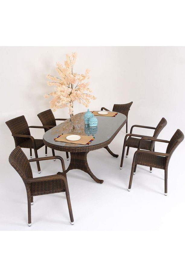 Sunsire 100x200  Rattan Bahçe Masa Takımı | Rehome - 5