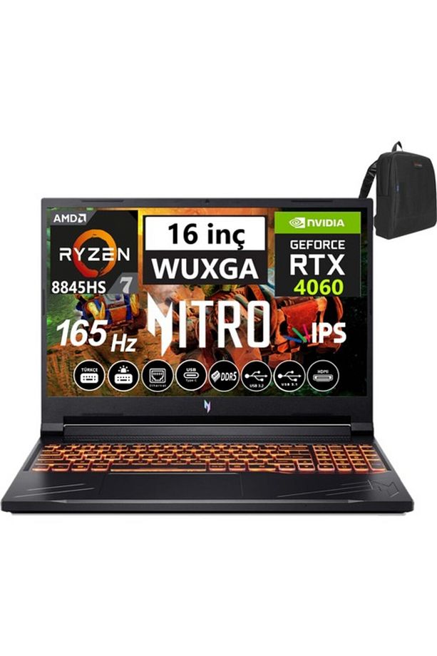 Nitro V16 Amd R7 8845HS 64GB 4tb SSD 8GB/RTX4060 WIN11PRO 16" 165Hz Wxuga IPS WNHQRUEY00356 - 1