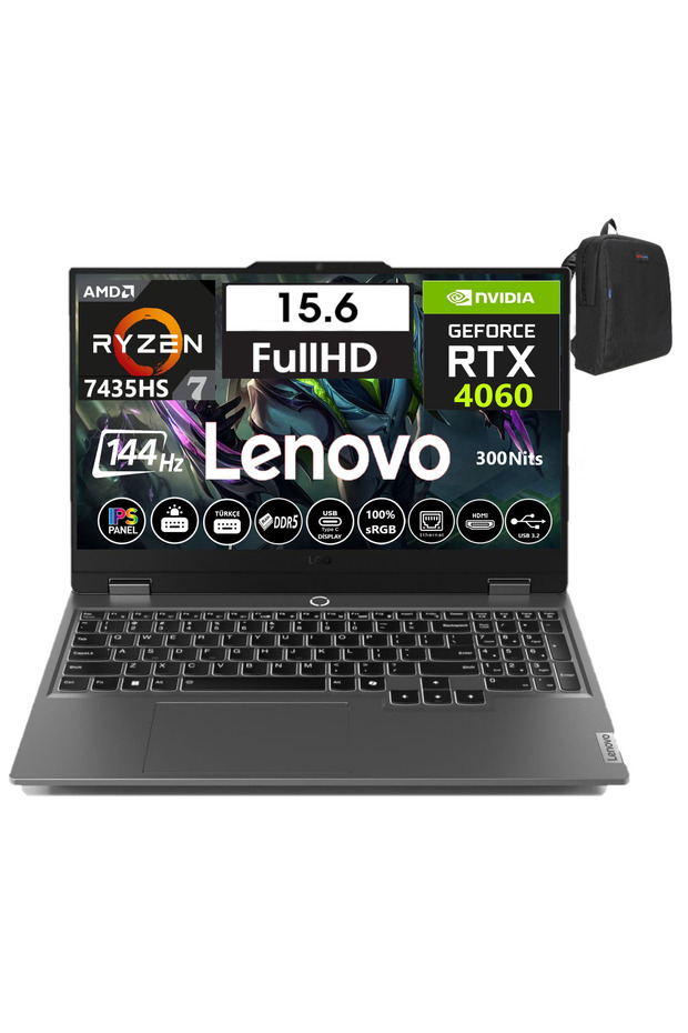 Loq Amd Ryzen 7-7435HS 96GB 2tb SSD 8GB/RTX4060 FDOS 15.6" 144Hz Fhd IPS W83JC000UTR19+ZETTAÇANTA - 1
