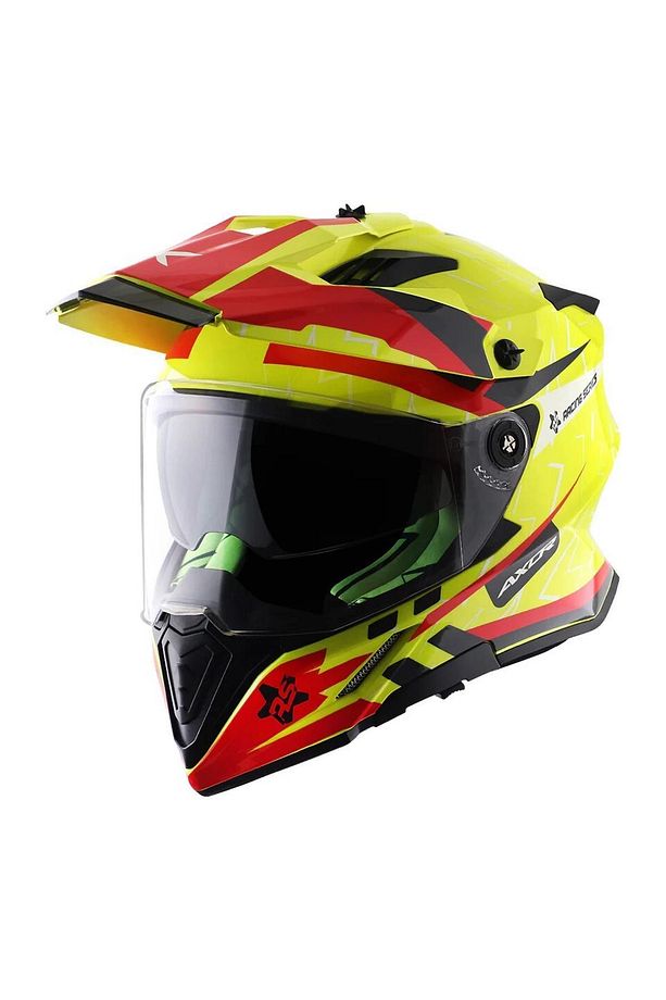 X-cross Flash Dual Visor Neon Yellow Red Kask - 4