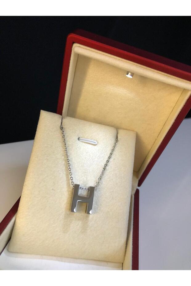 Letter h three-dimensional white steel women's necklace in illuminated box • for lover • for wife • for mother • for friend necklace