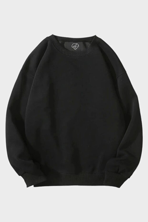 Black 2 Thread Raised Basic Sweatshirt - 1