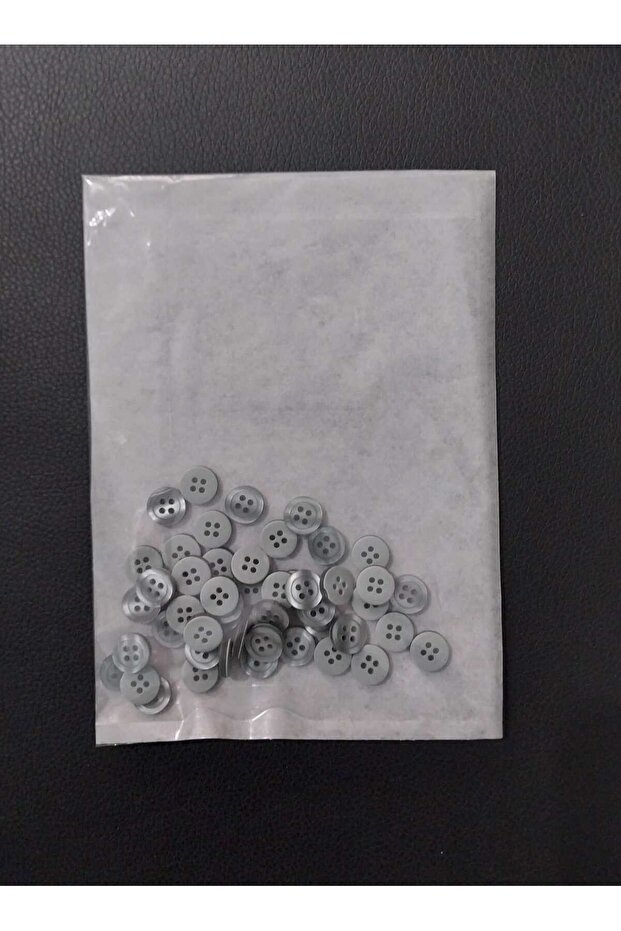 Gray Color 1 cm Diameter Polyester Button 50 Pieces. - 4