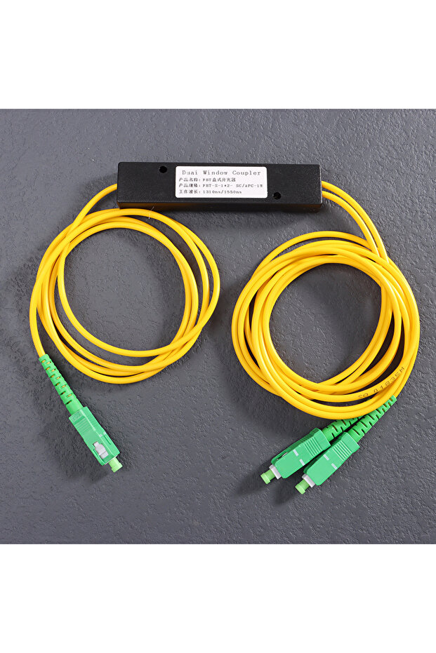 Yellow 1x2 FTTH Fiber Optic Splitter 1 Point 2 Fiber Optic Splitter Box Tapered 1 To 2 Splitte