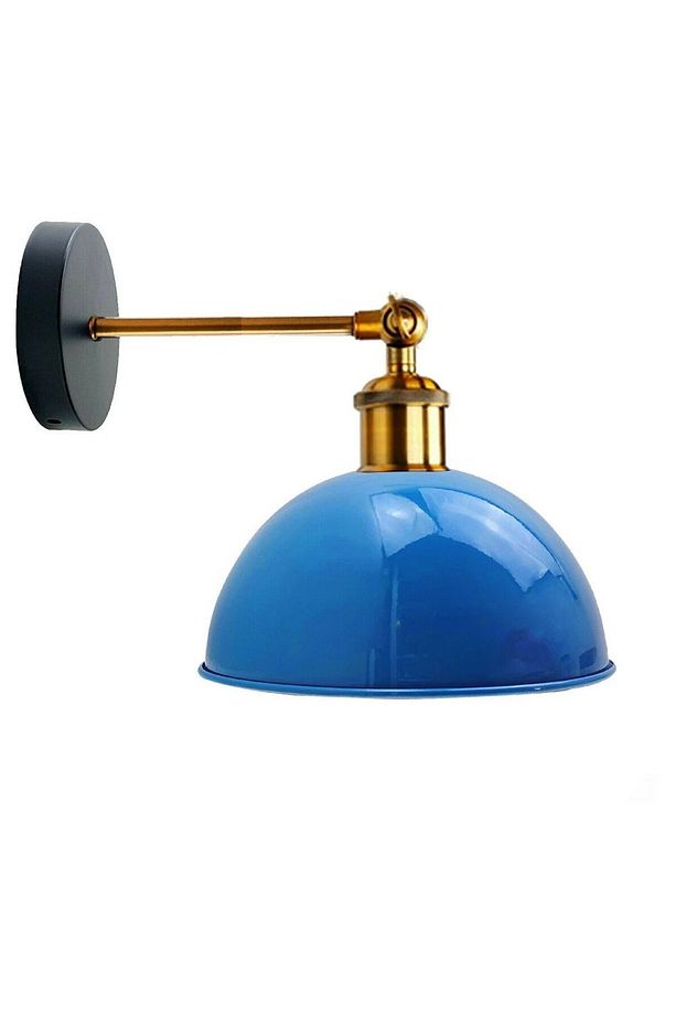 VİNTAGE,RETRO,RUSTİK AÇIK MAVİ 1XE27 ESKİTME DUYLU MASALLI TEKLİ DUVAR APLİK ŞAPKA ÇAP:23CM - 1