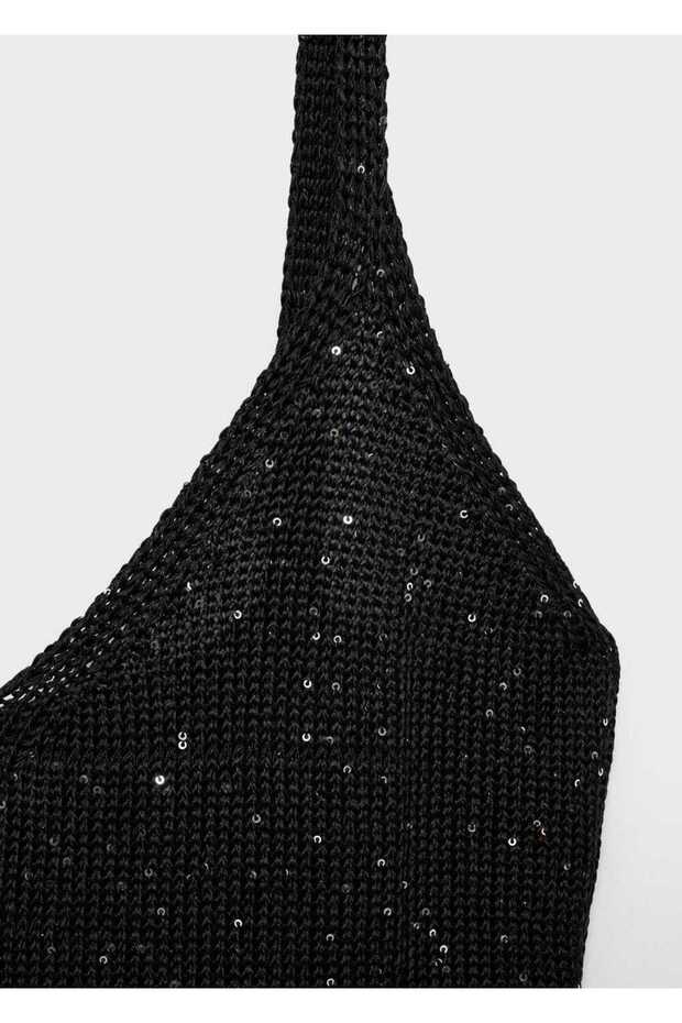 Payet Detaylı Triko Elbise - 7