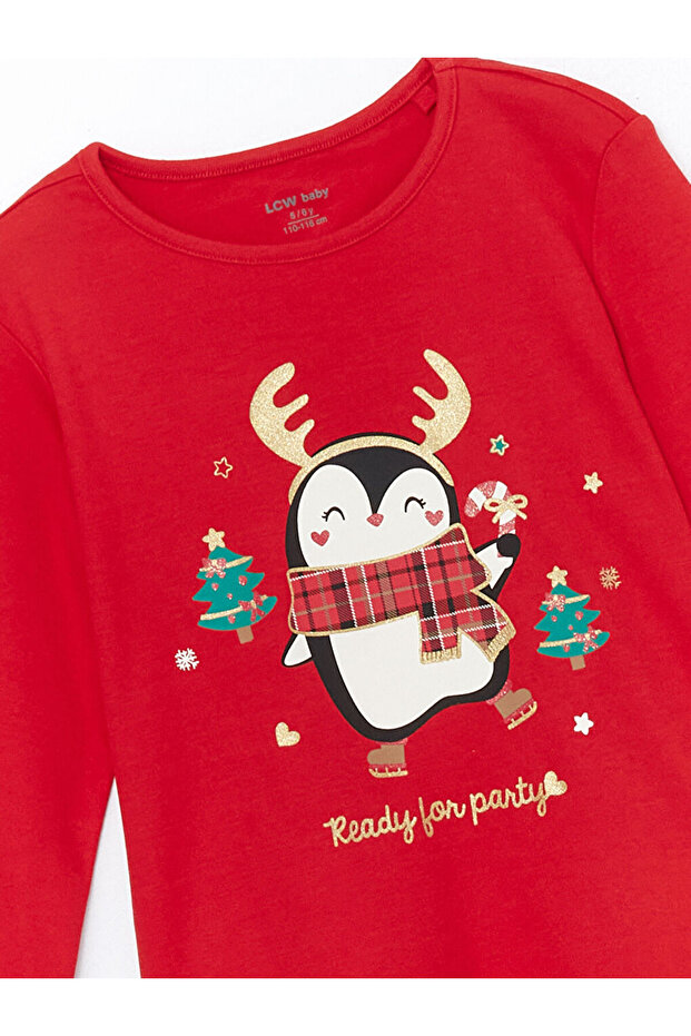 Bisiklet Yaka Yılbaşı Temalı Kız Bebek Pijama - 3