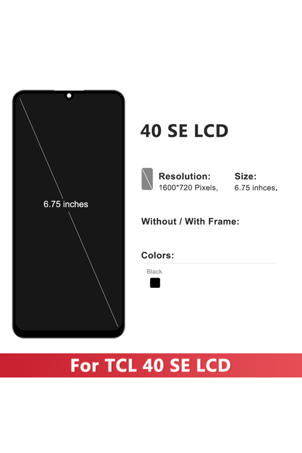 Black No Frame 6.75" For Tcl 40 Se Lcd Display Touch Screen Digitizer Assembly Replacement For Tcl T - 3