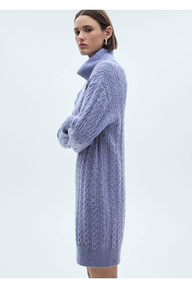 Balıkçı yaka dokuma elbise - 6