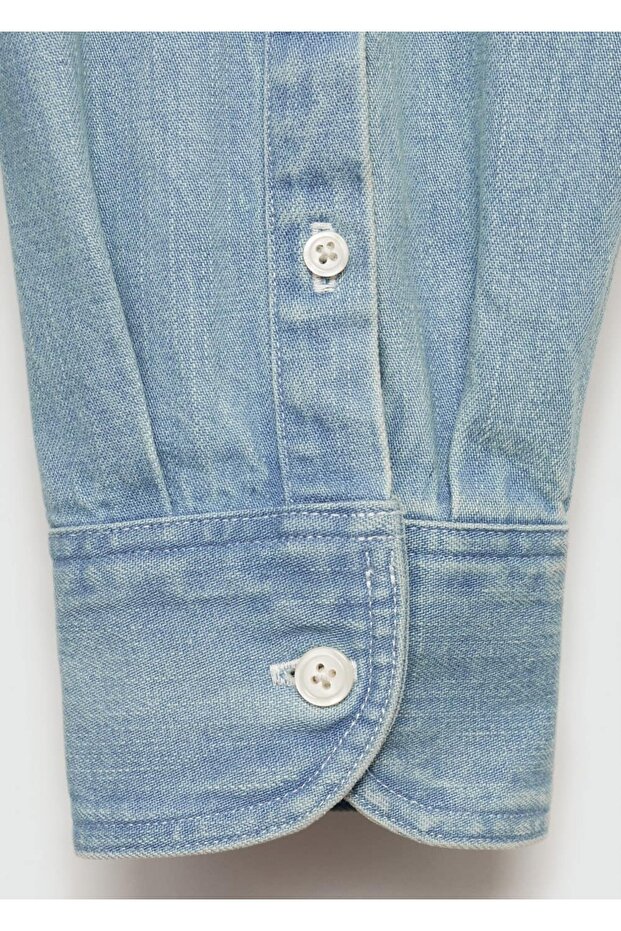 Normal Kesim Denim Gömlek - 5