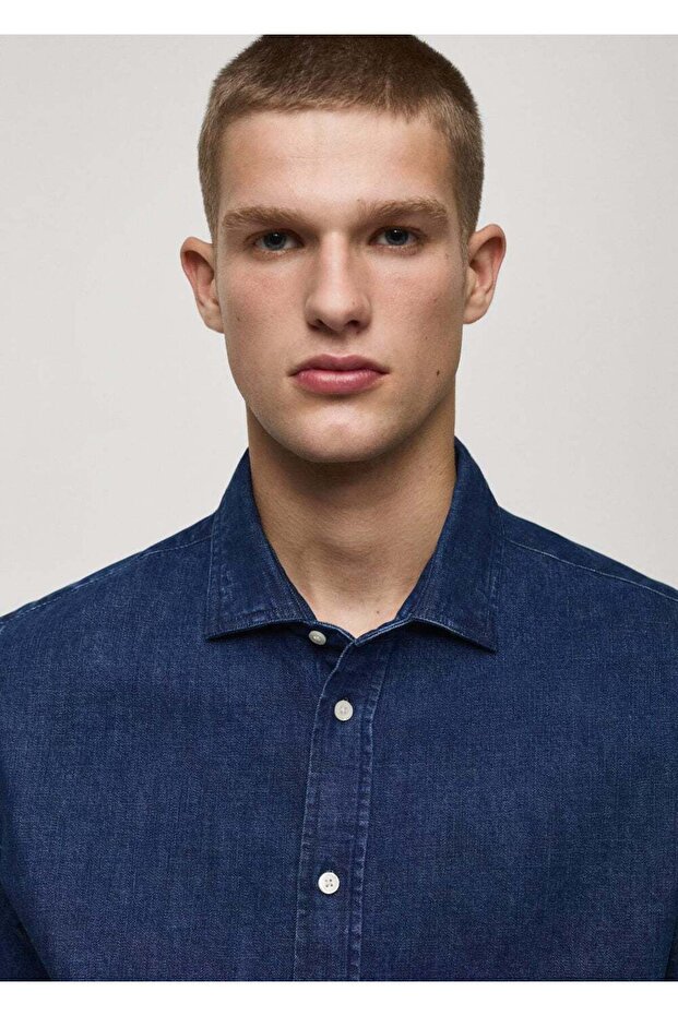 Normal Kesim Denim Gömlek - 8