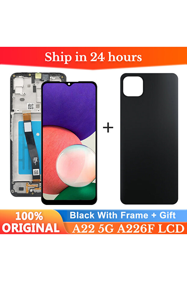 شاشة لمس LCD عالية الجودة مقاس 6.6 بوصة مع إطار أسود، متوافقة مع هاتف A22 5G A226B، وجهاز SM-A2.