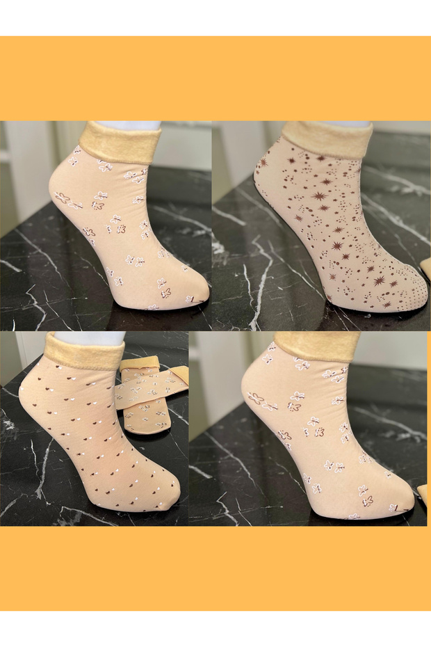 Women's Plush Socks Black Thick Winter Thermal Fleece Socks Plush Socks with Fleece Inside (Single Pair)