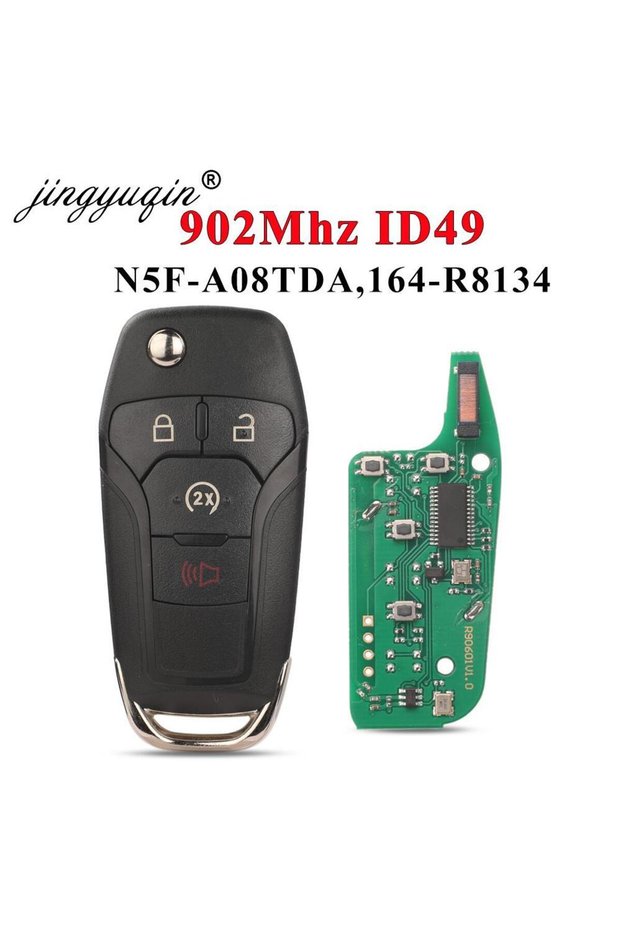 jingyuqin 4 Button Flip Remote Car Key Fob 902Mhz ID49 Chip for Ford F150 F250 F350 F450 F550 Ran...