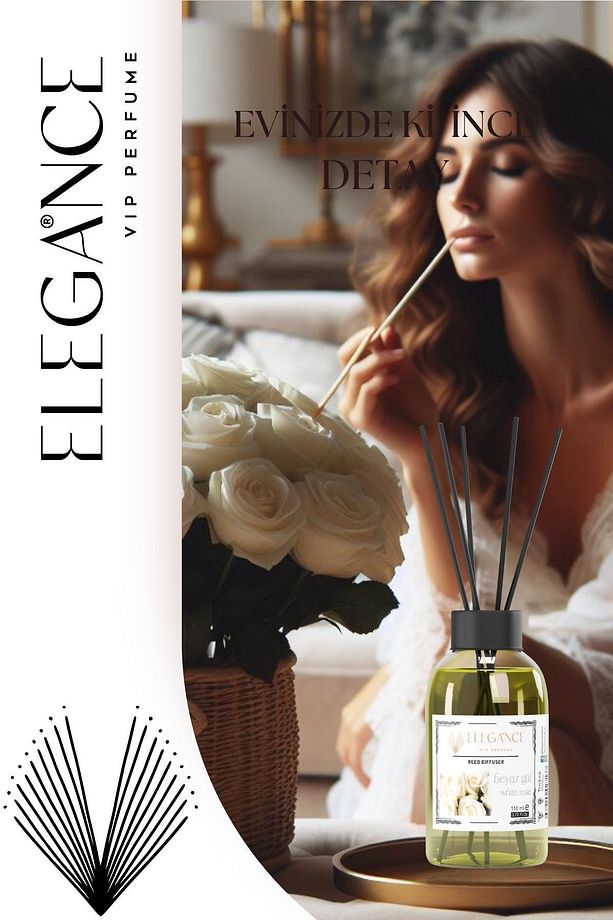 Beyaz Gül Reed Diffuser Bambu Çubuklu Oda Kokusu (110 Ml) - 7