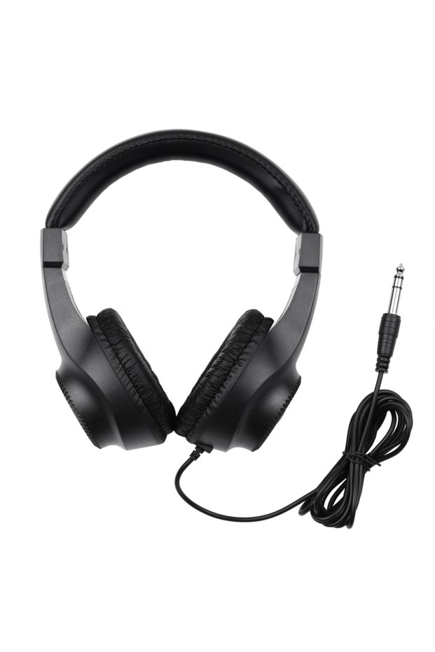 black Wired Stereo Monitor Headphones Over-ear Headset with 50mm Driver 6.5mm Plug for Guitar Amplif