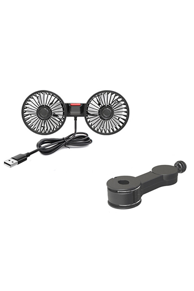 2 Head 5V USB Car mounted rear electric fan with USB interface for car use, 12V 24V, large truck int