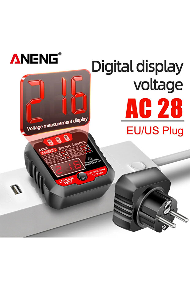 ANENG AC28 Digital Display Socket Tester UK US EU Plug Polarity Phase Pheck Detector Voltage Test... - 2