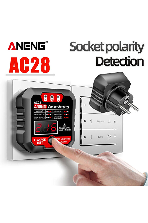ANENG AC28 Digital Display Socket Tester UK US EU Plug Polarity Phase Pheck Detector Voltage Test... - 3