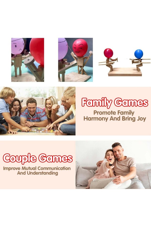 Balloon Bamboo Man Battle,2024 New Pop The Balloon Game,Fun Wooden Bots Battle Game for 2 Players... - 4