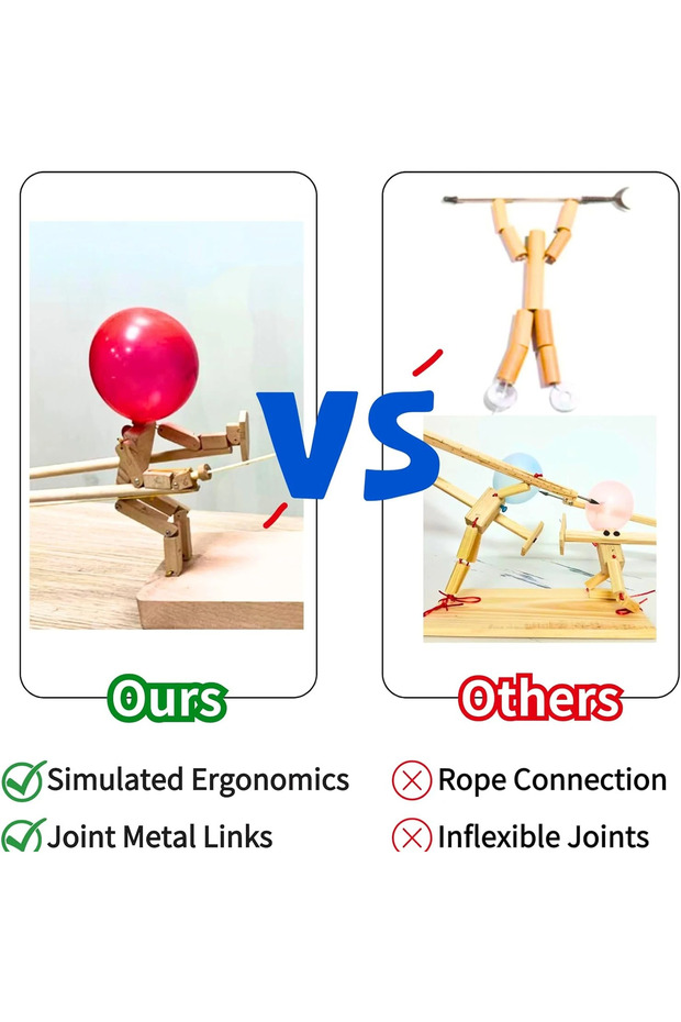 Balloon Bamboo Man Battle,2024 New Pop The Balloon Game,Fun Wooden Bots Battle Game for 2 Players... - 7
