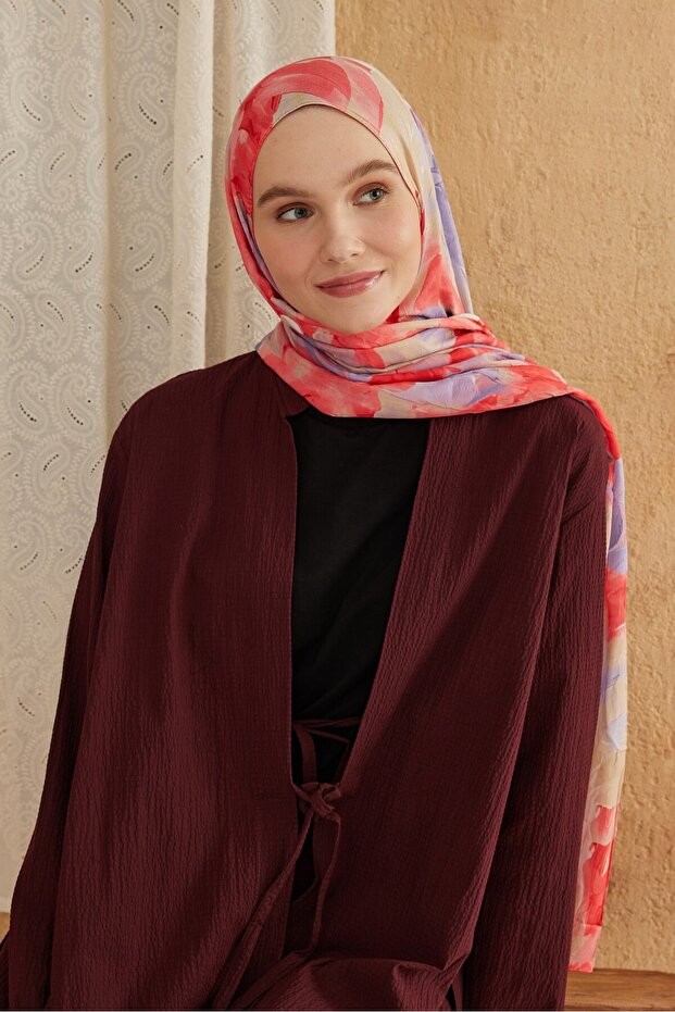 Watercolor Abstract Desen Bambu Şal - 1