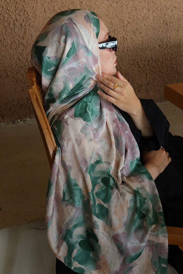 Watercolor Abstract Desen Bambu Şal - 1