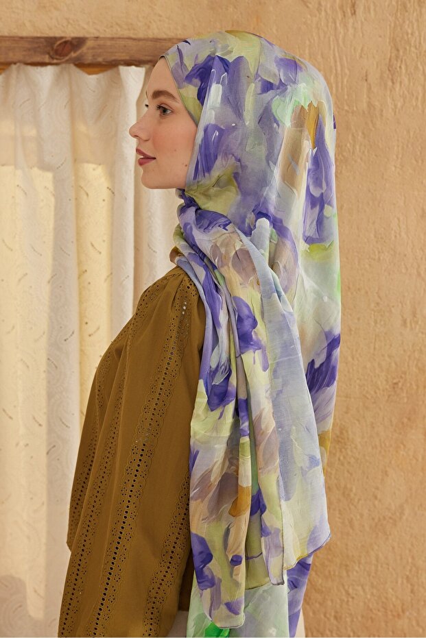 Watercolor Abstract Desen Bambu Şal - 3