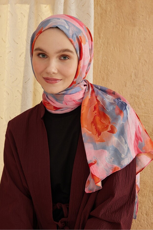 Watercolor Abstract Desen Bambu Şal - 3