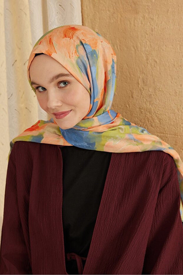 Watercolor Abstract Desen Bambu Şal - 3