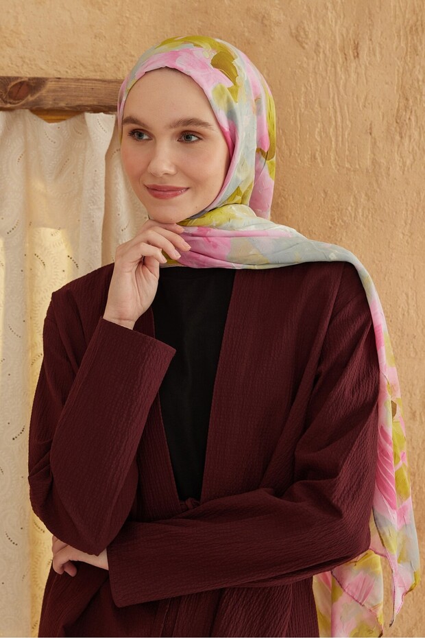 Watercolor Abstract Desen Bambu Şal - 3