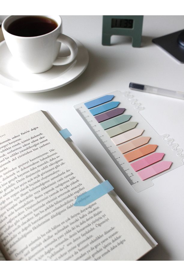 İşaretleme Post-it Açık Soft Renkler / Postit / Cetvelli Yapışkanlı Yer İmleci - 5