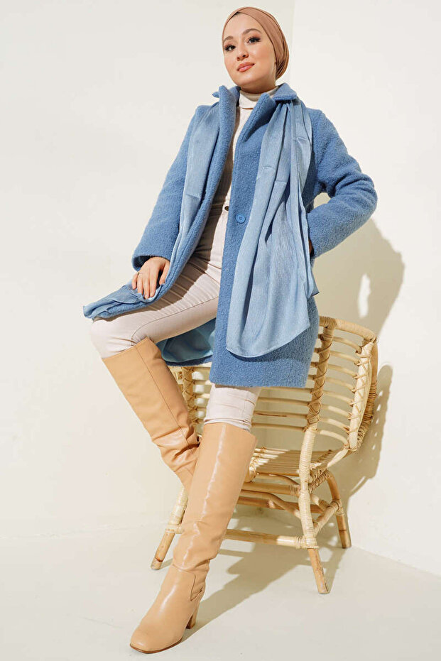 معطف بوكل ذو زر واحد - 2