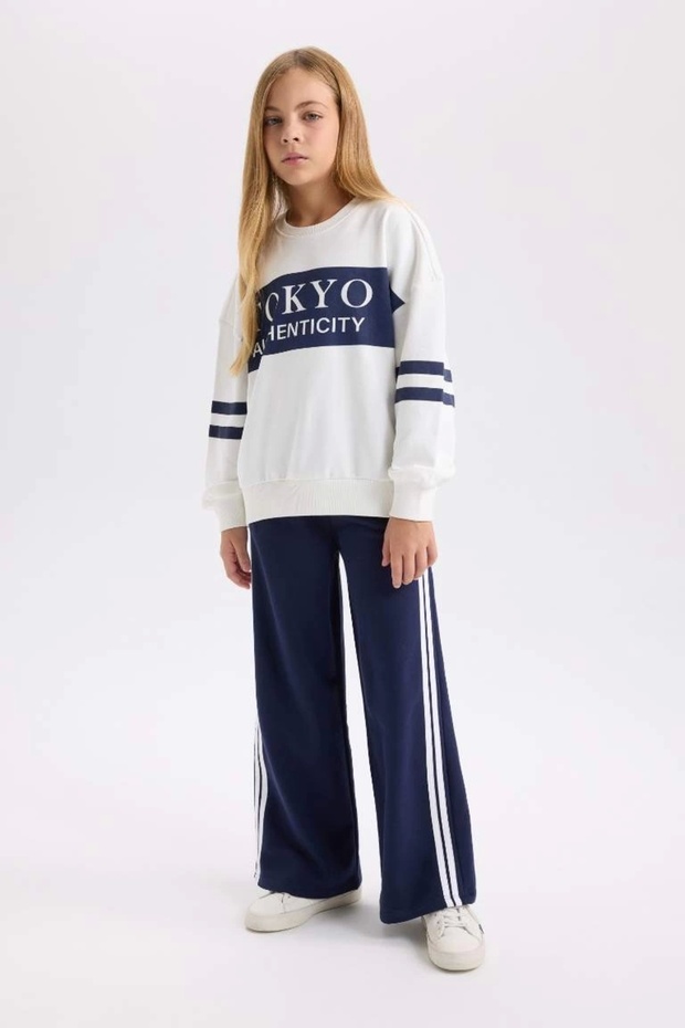 D6568 Wide Leg Wide Wide Leg Striped Sweatpants